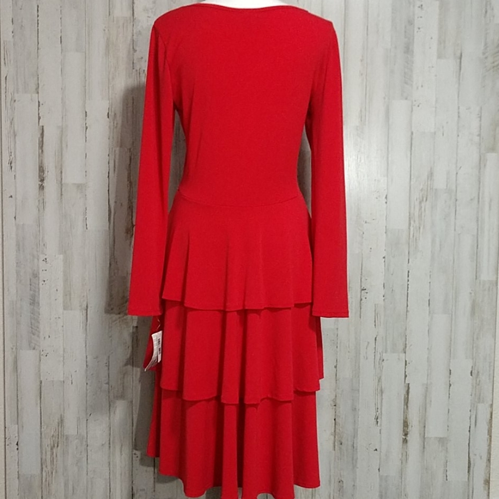 NWT LuLaRoe Red Georgia Tiered Skirt Dress - Picture 3 of 12